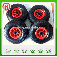 Rueda neumática de goma de aire de 10 pulgadas 4.10 / 3.50-4 con borde de plástico para ruedas de camión de mano de coche de juguete